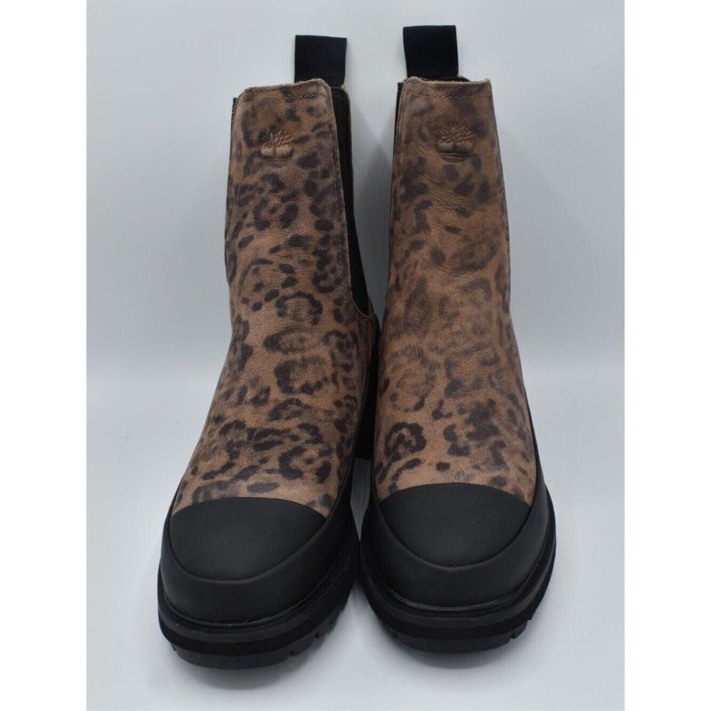 Timberland Womens Size 7 Kori Park 2.0 Brown Nubuck Leopard Print Chelsea Boots - Picture 2 of 12